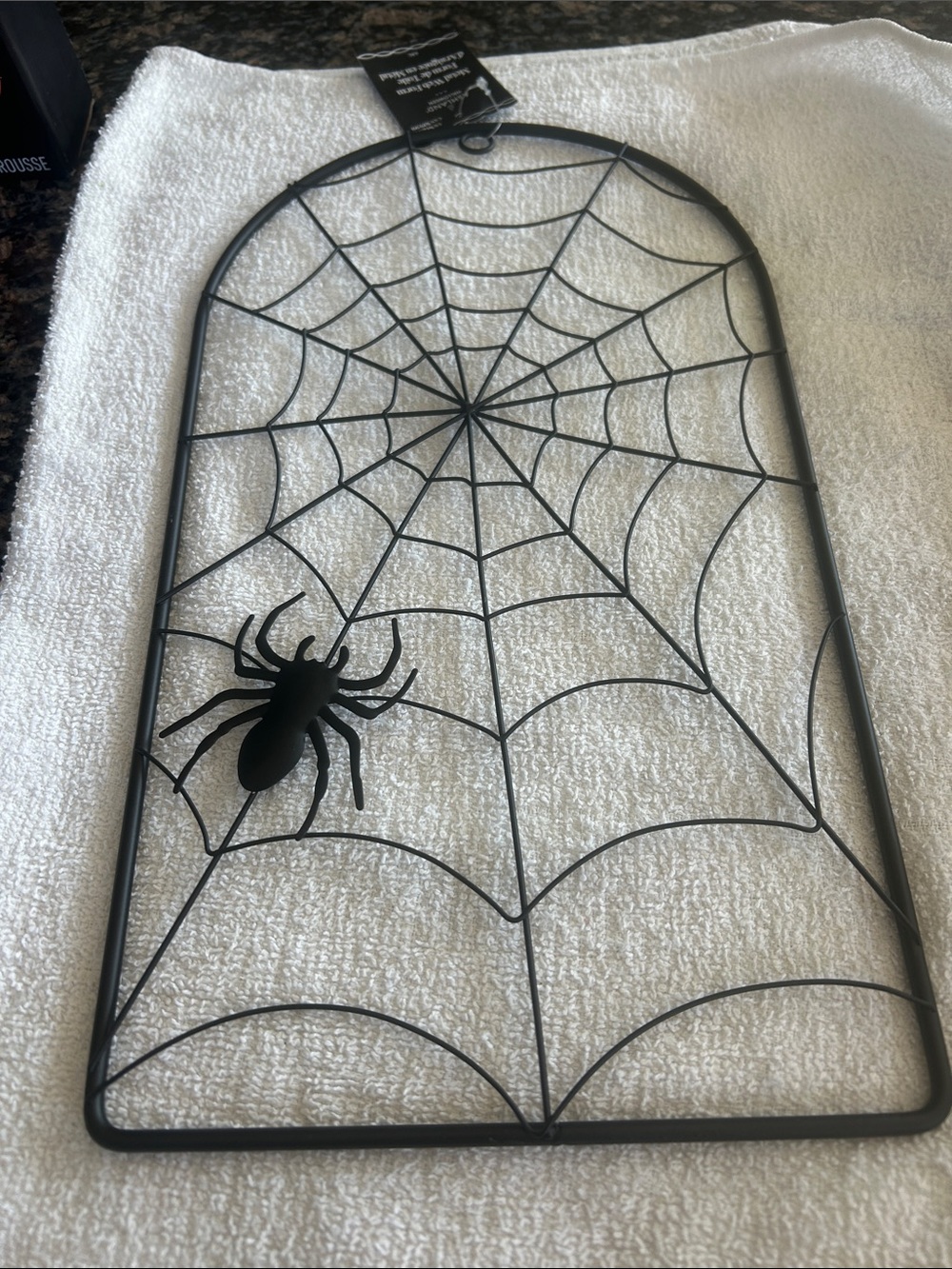ASHLAND RECTANGULAR BLACK METAL SPIDER WALL DECOR W ARCHED TOP NWTBlack